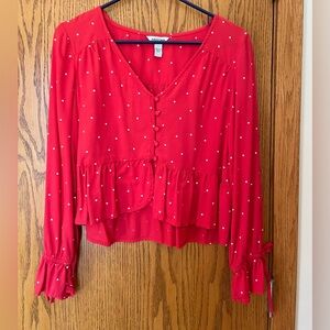 Arizona Red Polka Dot Blouse